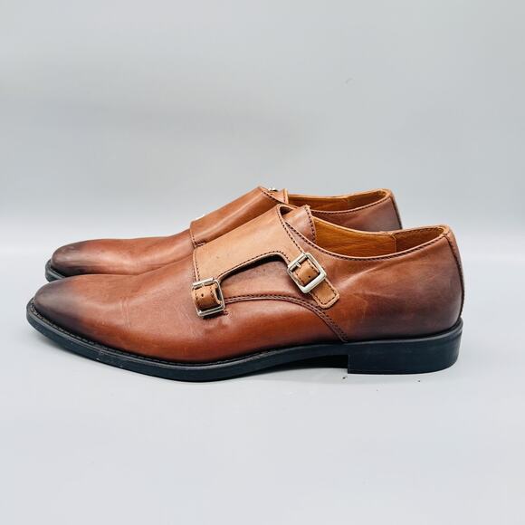 Donald J Pliner Shoes Mens 10.5 Brown Leather Double Monk Strap Dress Classic main image 9